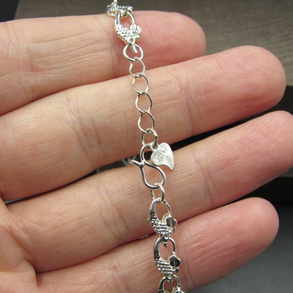 8" Sterling Silver Unknown Pattern Chain Bracelet… - image 4
